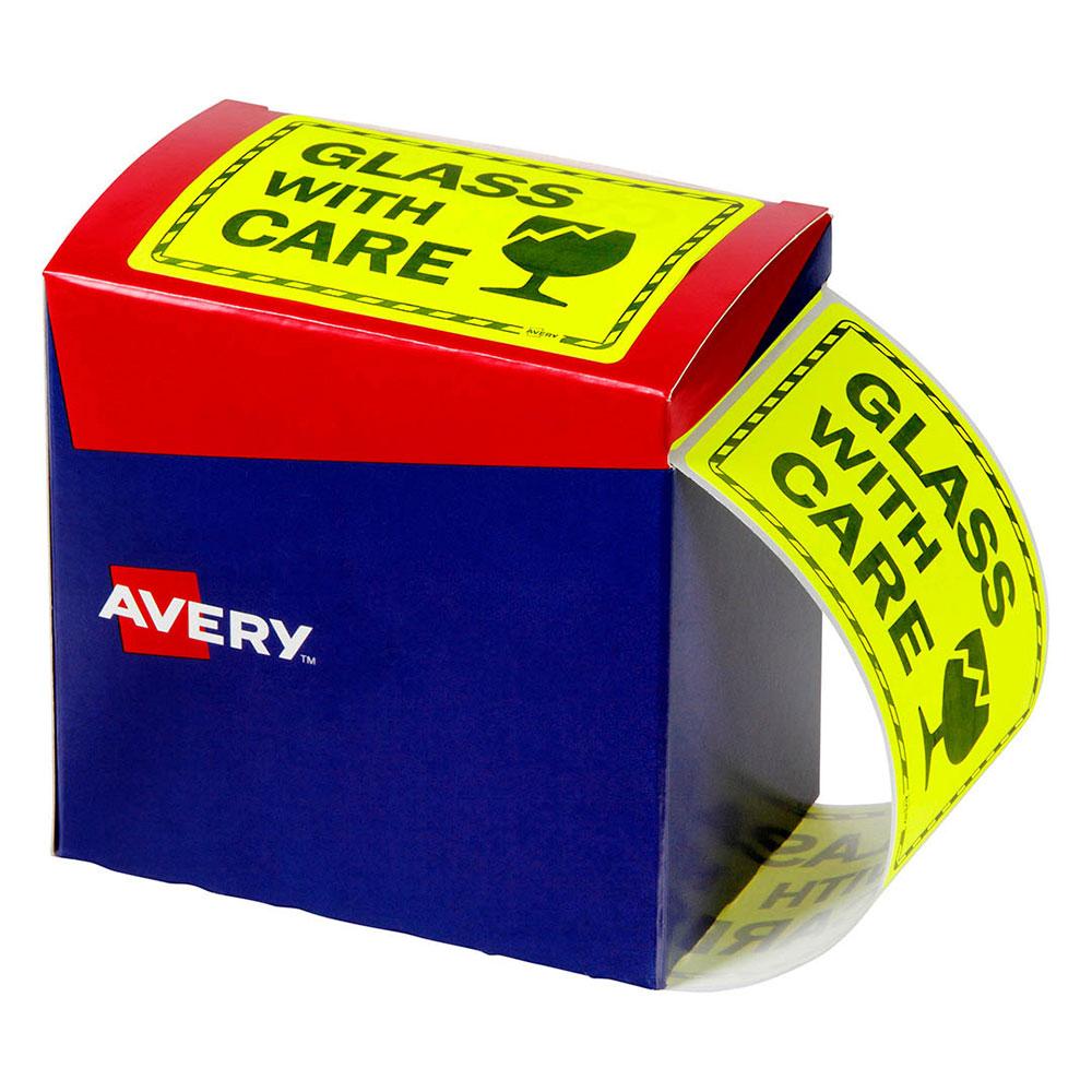 Avery Fluoreszierend Gelbes Etikett 750/Rolle (75x100 mm) (Glasm/Pflege)