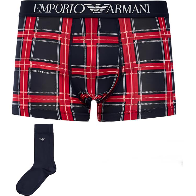 

Emporio Armani Color Block Plaid Boxer Briefs Gift Box Men underwear Red Blue 112007-3F514-58436 M