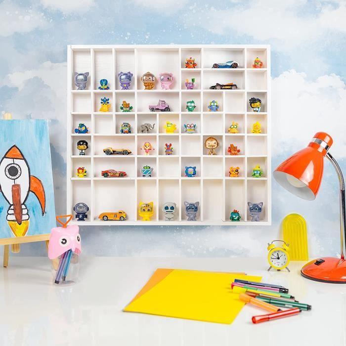 Creative Deco Vitrine Plateau Étagère Bois Blanc| 51 Compartiments | 52 x 46 x 5 cm | Rangement Bijoux Armoire Tiroir | Organisateur