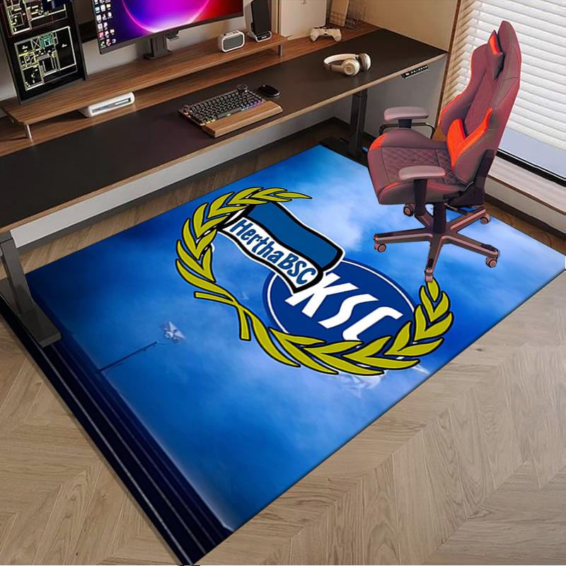 Tappeto Area con Stemma Hertha Bsc Berlin, Tappeto per Ufficio, Tappeto per Sedia, Tappeto Decorativo Salotto Camera da Letto, Tappetino Grande Formato Regali per Fan Regali di Natale