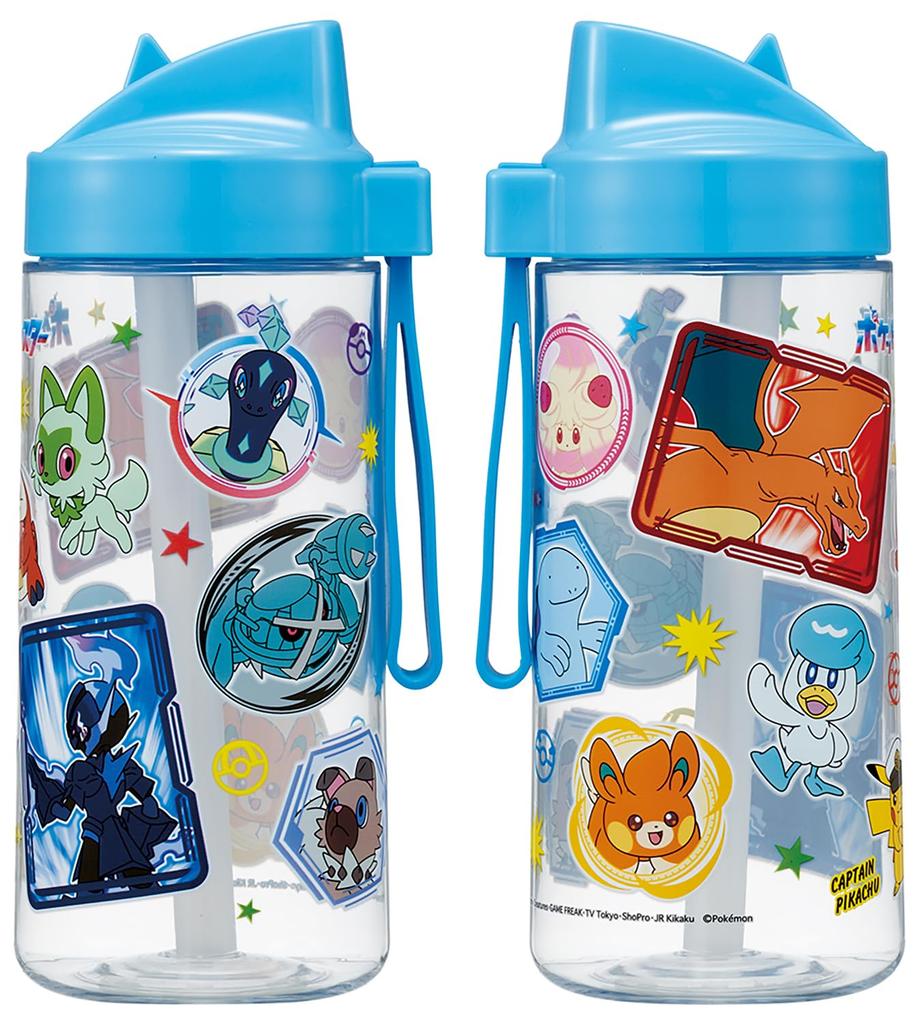 Skater Straw 500ml Plastic Water Pokemon Size PSTB5 Bottle, Spout-Shaped Bottle, Clear, Kids' 24, Boys'