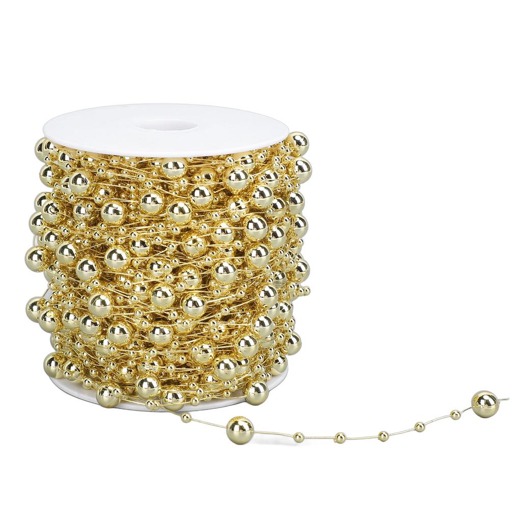 1 Roll Prl Bds Chain Artificial Prl Strand Trim String for Flower Wrth Wedding Bouquet Party Decoration
