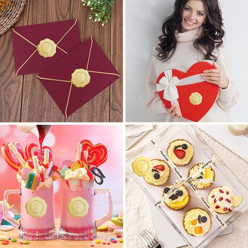 5/10 blätter Gold Umschlag Aufkleber Geprägte Herz Siegel Aufkleber Für Postkarten Einladungen Karte Geschenke Dekor Selbst Klebe Aufkleber