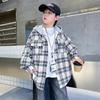 Boys Long Sleeve Hooded Plaid Shirt Kids Casual Autumn Spring