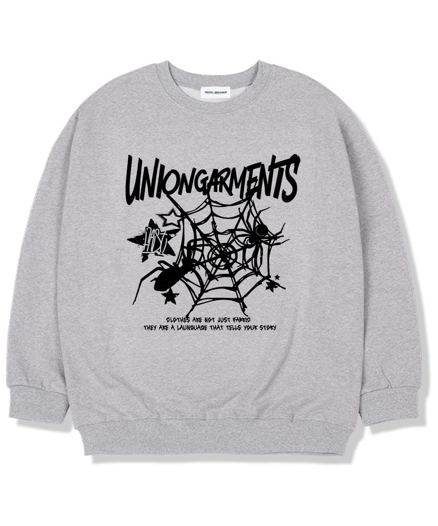 UNION GARMENTS Spider Fleece-Lined Oversized Sweatshirt Gray