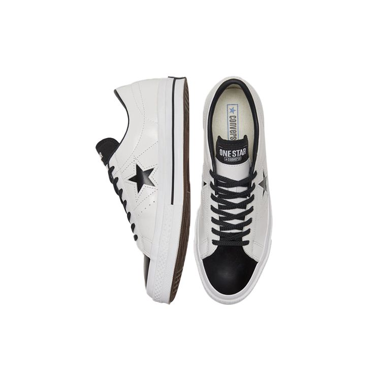 Converse One Star Synthetic Leather Classic Versatile Casual Non-Slip Durable Low-Top Skate Shoes Unisex Sneakers White Black 170570C