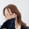 Glossy Shell Titanium Steel Index Finger Ring - Women's Trendy Korean Style with Retro Personality and Mother-of-pearl Design.