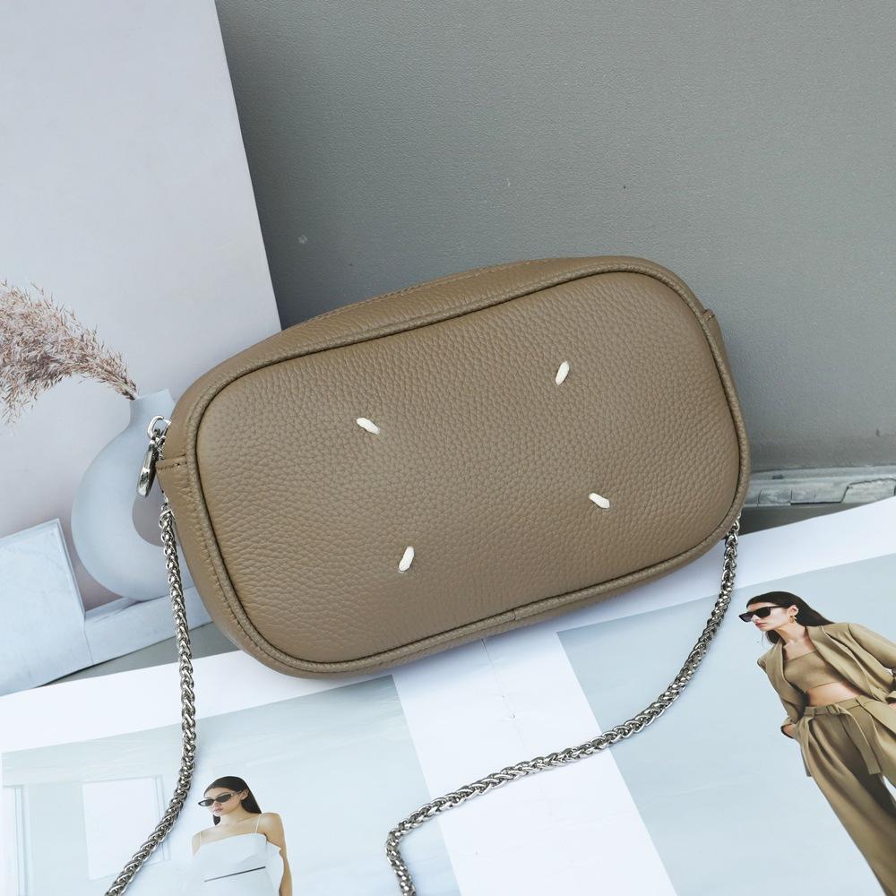 

Нишевая и модная сумка для фотокамеры, маленькая сумка на цепочке из натуральной кожи, одно плечо, женская сумка через плечо серый