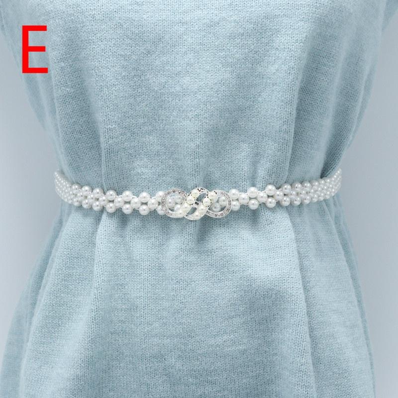 

Женское новое популярное и универсальное модное платье с жемчугом и бриллиантами, цветочным принтом на талии и цепочкой, женское платье с поясом E