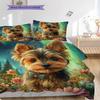Set Copripiumino Trapuntato con Fantasia Yorkshire Terrier Federa Decorazione per la Casa Regalo di Compleanno (1 * copripiumino + 2 * federa, senza nucleo)