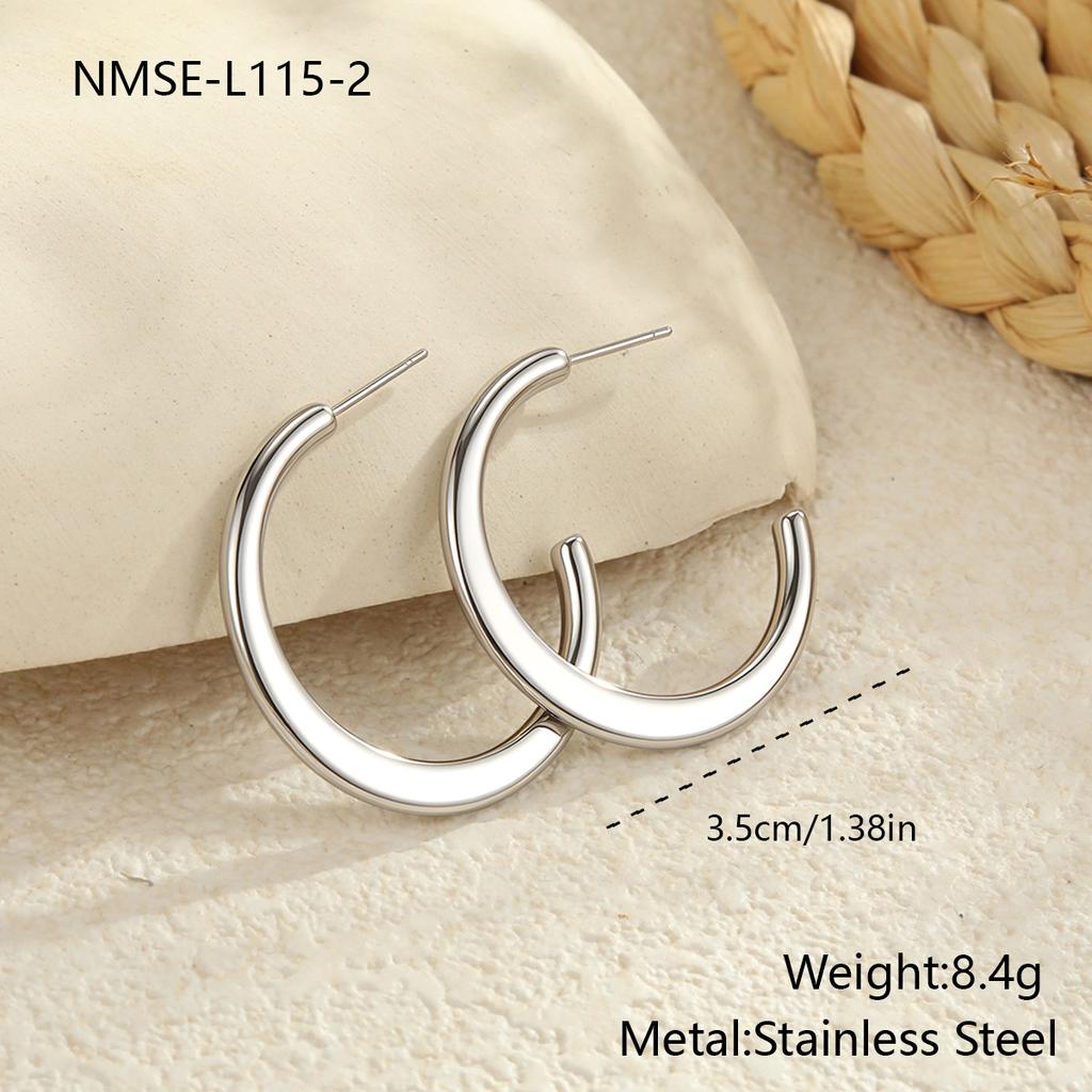 GEMCHIC Women's Classic Ins Large Hoop Earrings Stainless Steel 18K Gold Plated Polished Fashion Accessories