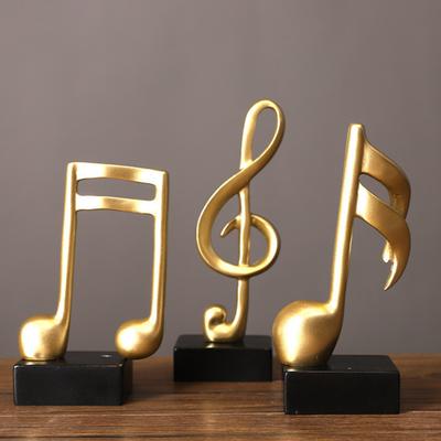 Escultura de Nota Musical Resina Dourada Símbolo Musical Estatueta Decoração Moderna de Mesa para Sala de Piano Escritório em Casa Centro de Mesa