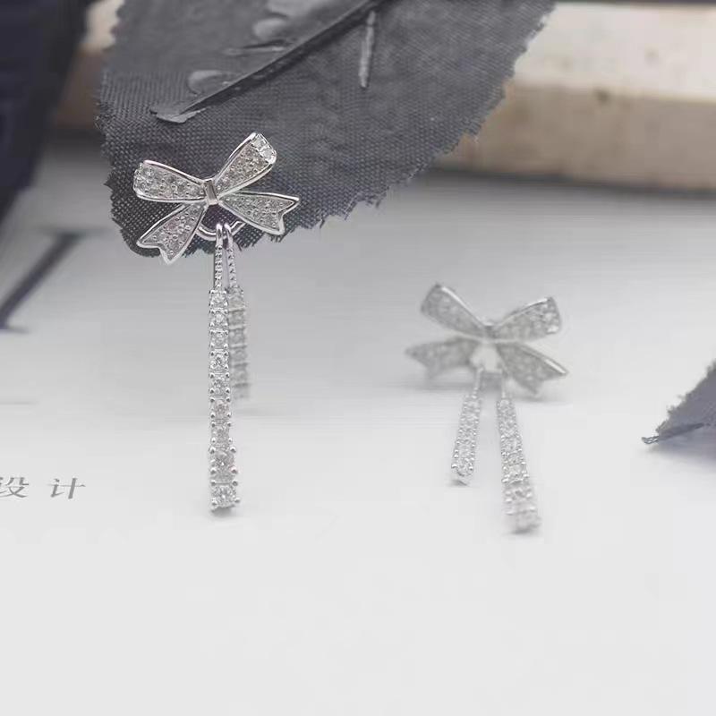 Bow Tassel Stud Earrings Female Tide Korean Temperament Niche Design Sense High-end Light Luxury Earrings