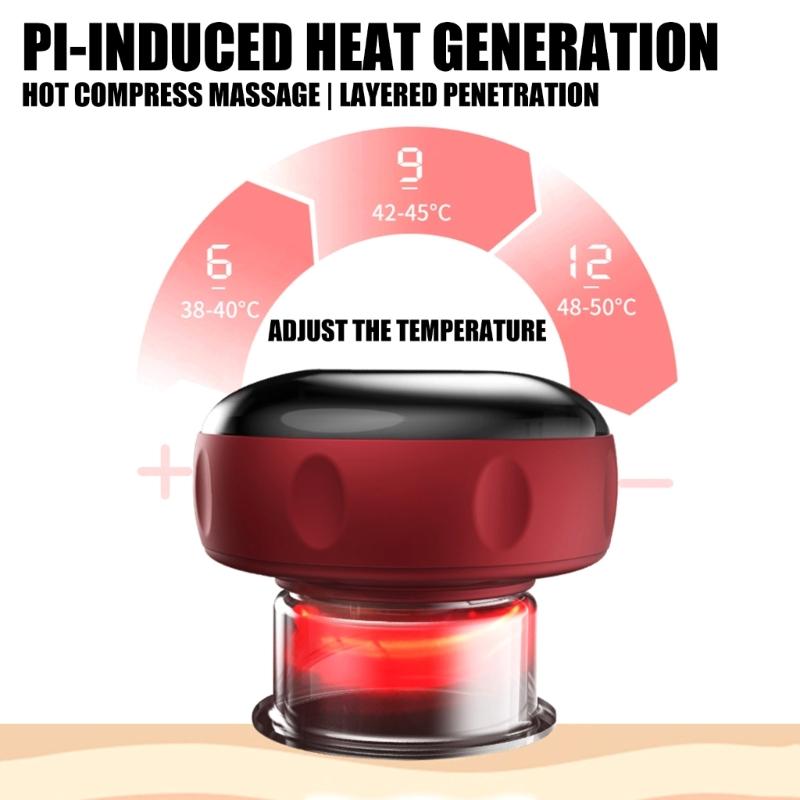 Intelligent Double Cup Electric Cupping Massage Tool with Adjustable Heat and Vibrate for Uncomfort Relief and Wellness