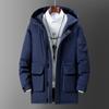 Herren Winter Kapuzen Daunenjacke Teens Slim Fit Mittellange Warme Parka Jacke Mit Mehreren Taschen