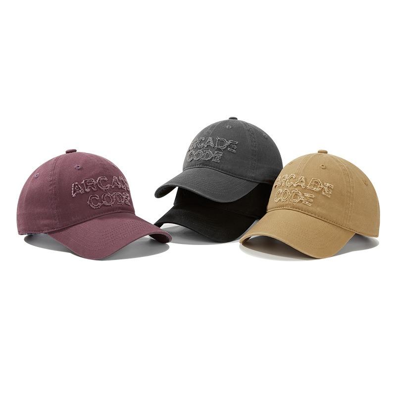 Retro Alphabet Baseball Cap Women's Versatile Purple Hat Big Head Circumference Shading Big Brim Deep Top Cap Men