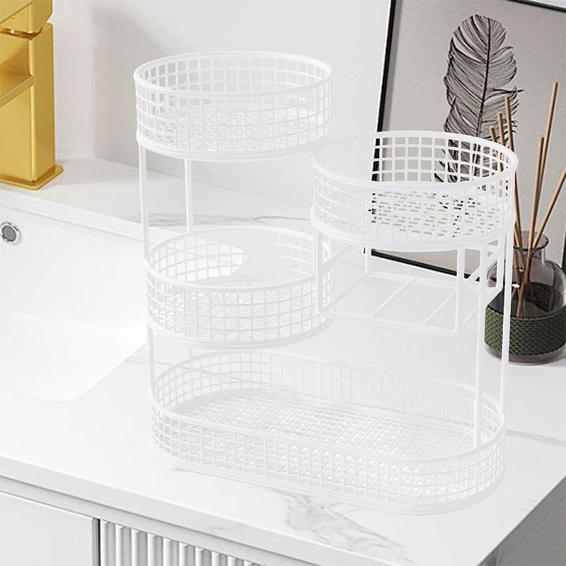 1Pc Varnished Metal Cosmetic Organizer Lightweight No-Installation Makeup Storage Rack Modern Vanity Countertop Shelf