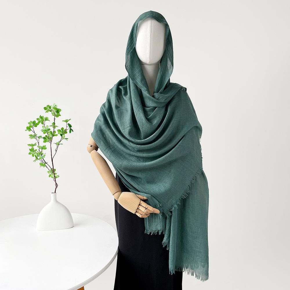 Summer versatile cotton and linen scarf shawl lengthened solid color yarn shawl sunscreen shawl simple scarf silk scarf women