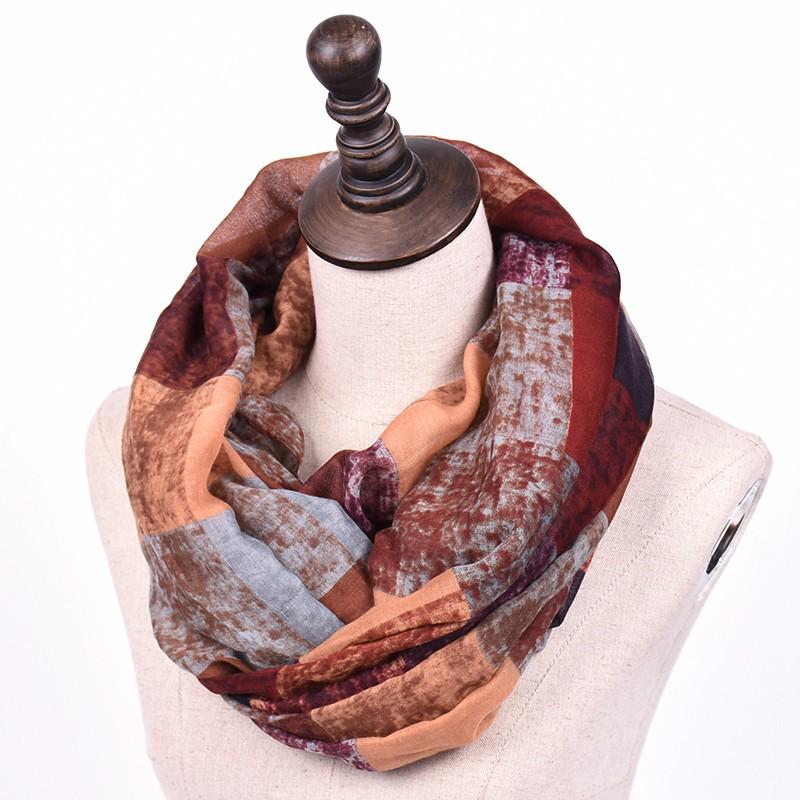 

Women Plaid Ring Infinity Scarf Winter Warm Neckerchief Soft Voile Print Circle Scarves Loop Shawl Ladies Echarpe Foulard