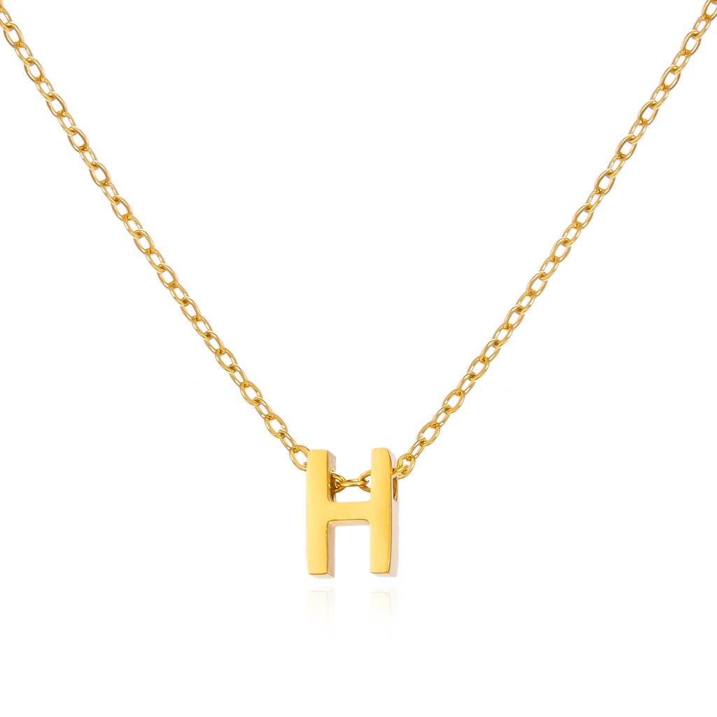 Simple Stainless Steel A-Z Initial Letter Necklaces for Women 26 Alphabet Pendant Clavicle Chain Choker Birthday Party Jewelry