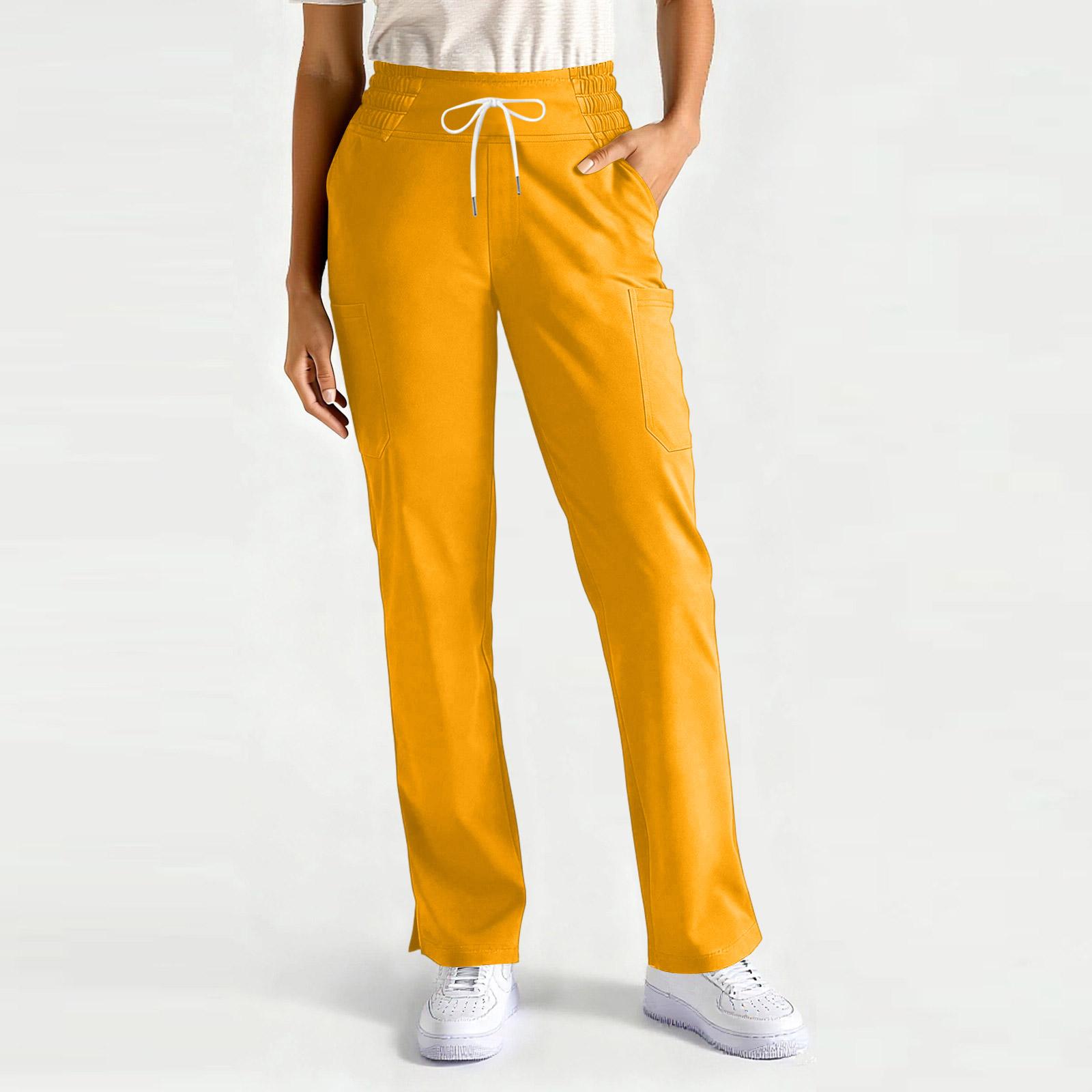 

Women s Casual Lightweight Color Work Pants/caregiver Pants With Side Pockets XL жовтий