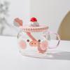 Creative Cute High Borosilicate Glass Mug Pink Girl Heart Gift Water Cup with Lid Spoon Pig Cat Cup