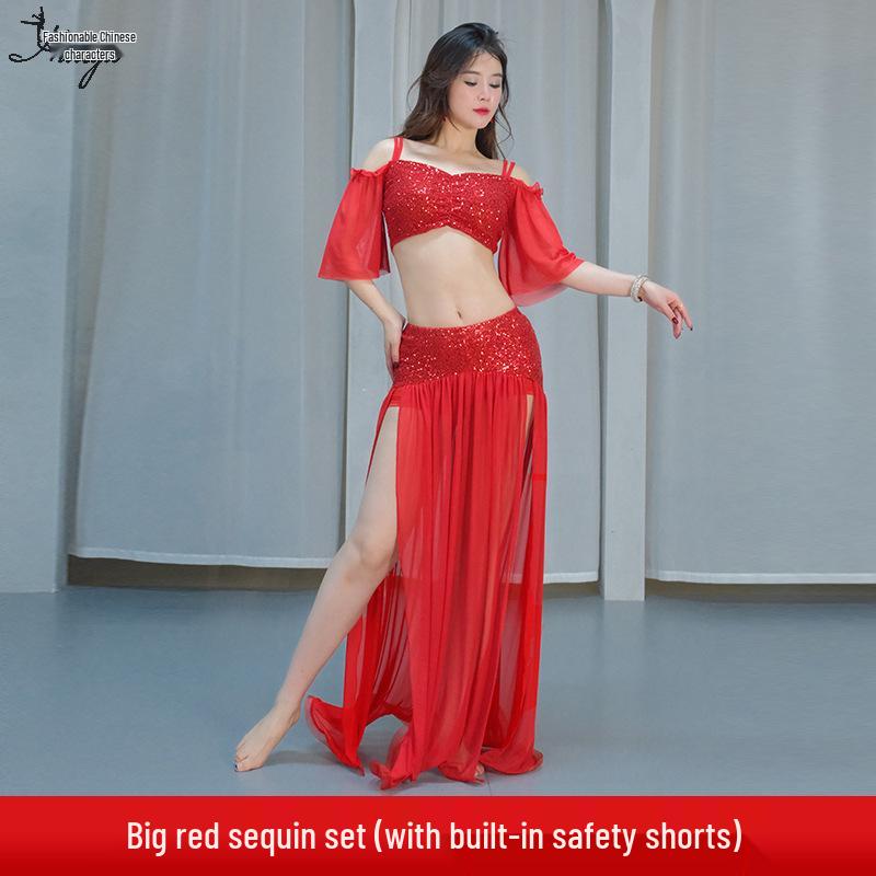 

2025 Лето Сексуальный Расшитый Блестками Высококлассный Комплект для Танца Живота – Костюм для Практики и Выступлений Medium