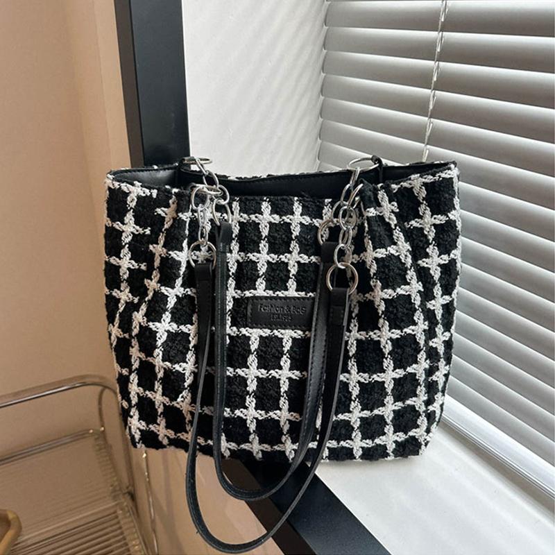 

Yogodlns Trend Bucket Plaid Shopper Tote Сумки через плечо для девочек-подростков Женские сумки-мессенджеры Женские сумки-клатчи большой емкости