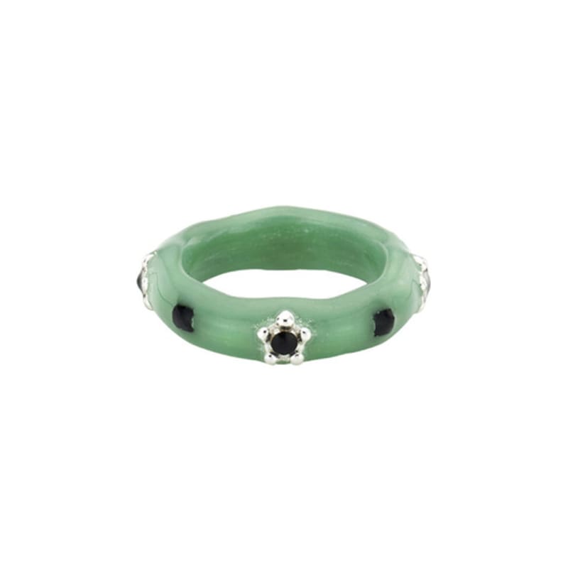 Nff Obsidian Bloom Ring-green