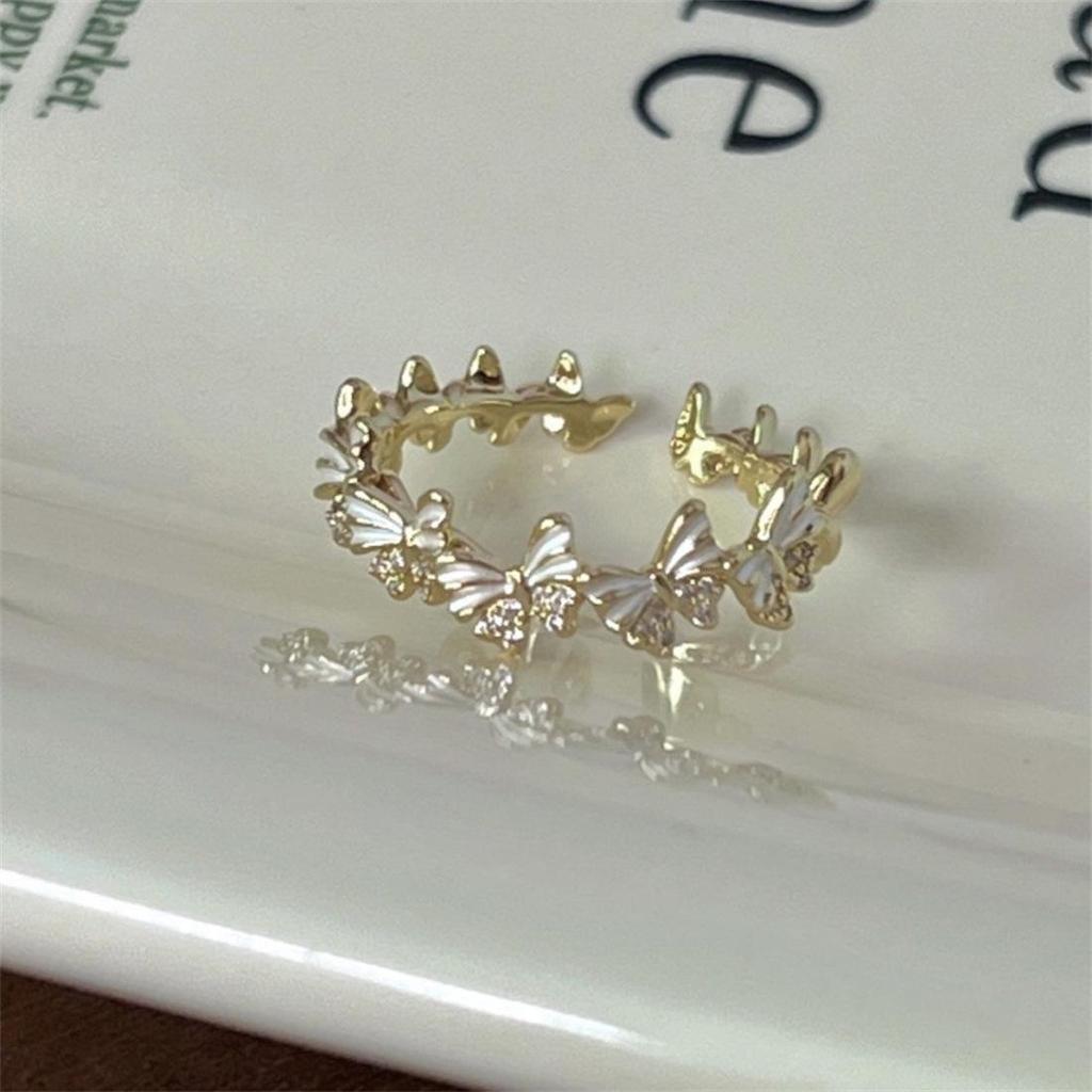 Li Luo Vintage Gold Gebürsteter 925 Sterling Silber Verstellbarer Damenring