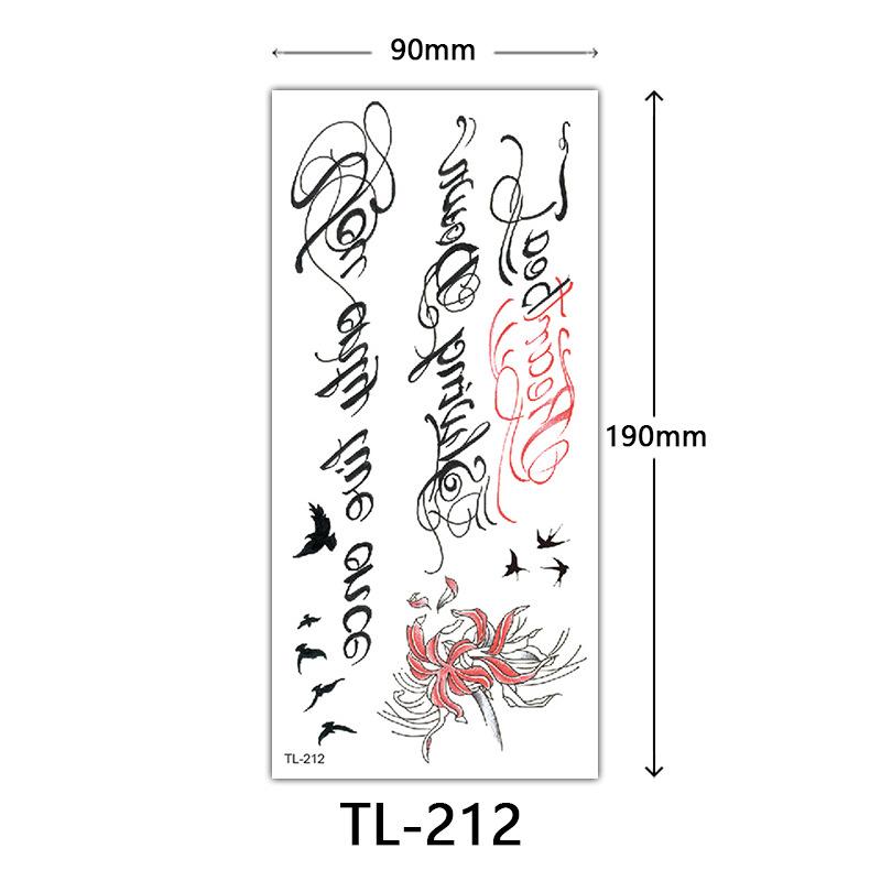 Flower Tattoo Stickers, Color Sketch Tattoo Stickers, English Letters, Wedding Photography Tattoo