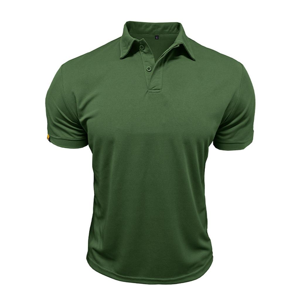 Men's Summer Solid Color Quick-drying Lapel Short-sleeved Sports T-shirt Tops