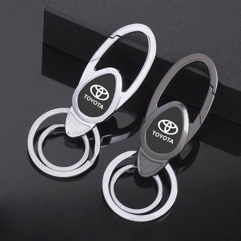 Metal Alloy Logo Keyring Car Keychain For Toyota Yaris Cross Corolla TRD Hybrid Prius CHR Avensis RAV4 Hilux Camry Land Cruiser