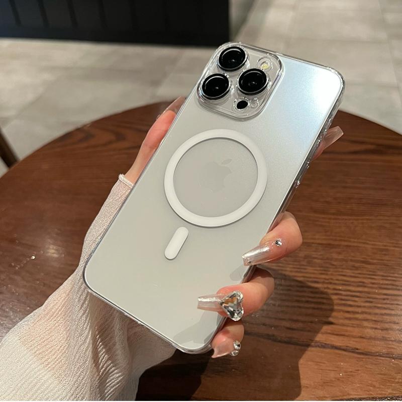 S puzdrom s ochranou objektívu Pre iPhone 15 14 13 12 11 Pro Max 14 Plus Pre Magsafe Magnetické bezdrôtové nabíjanie Priehľadný akrylový kryt