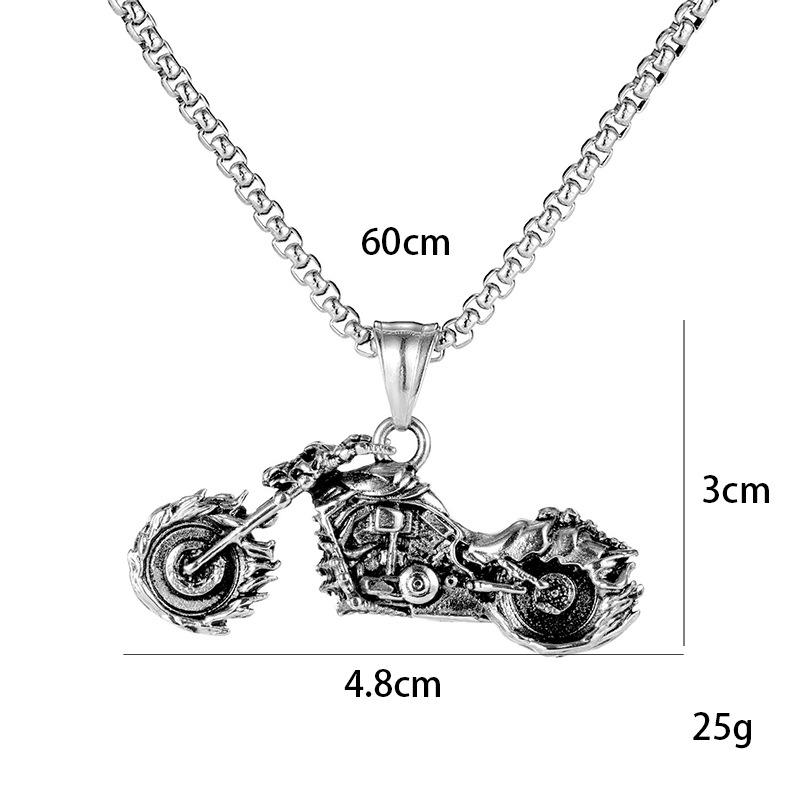 Accessories, Retro Trendy Man Domineering Pendant, Stainless Steel Creative Skull Motorcycle Pendant Necklace