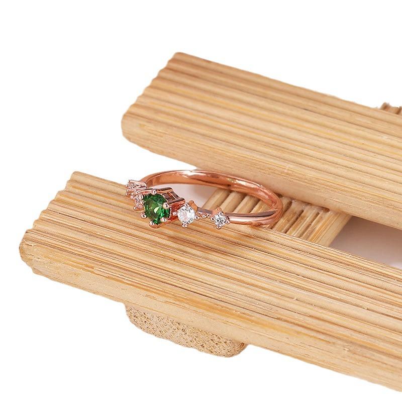 Sparkling Diamond-Studded Metal Pinky Ring In Fresh Copper for Women