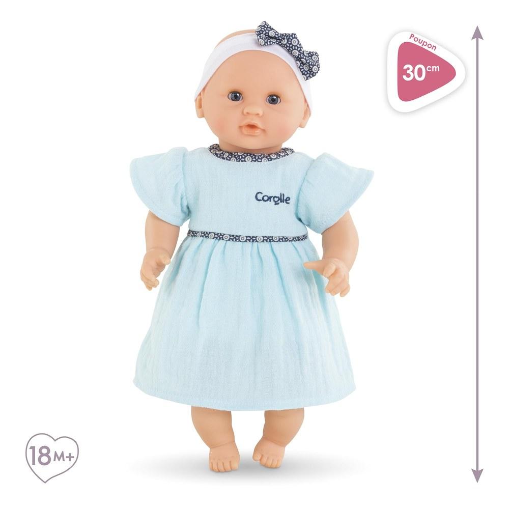 Corolle Bébé Calin Maud 12-Inch Soft Baby Doll Vanilla Scent Blue Outfit Sleepy Eyes for Girls 18 Months and Older