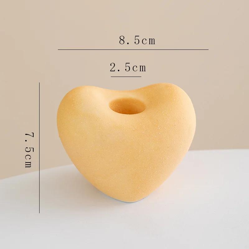 BRRomantic Heart Shaped Ceramic Candle Holder Candlelight Dinner Candle Holder Decoration Valentine Day Aromatherapy CandlestickEY