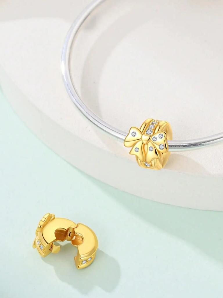 Charms Plata Flower Bowclips And Spacers Beads For Charmsoriginales Bracelet Beads Jewellery Making Women'S Gift