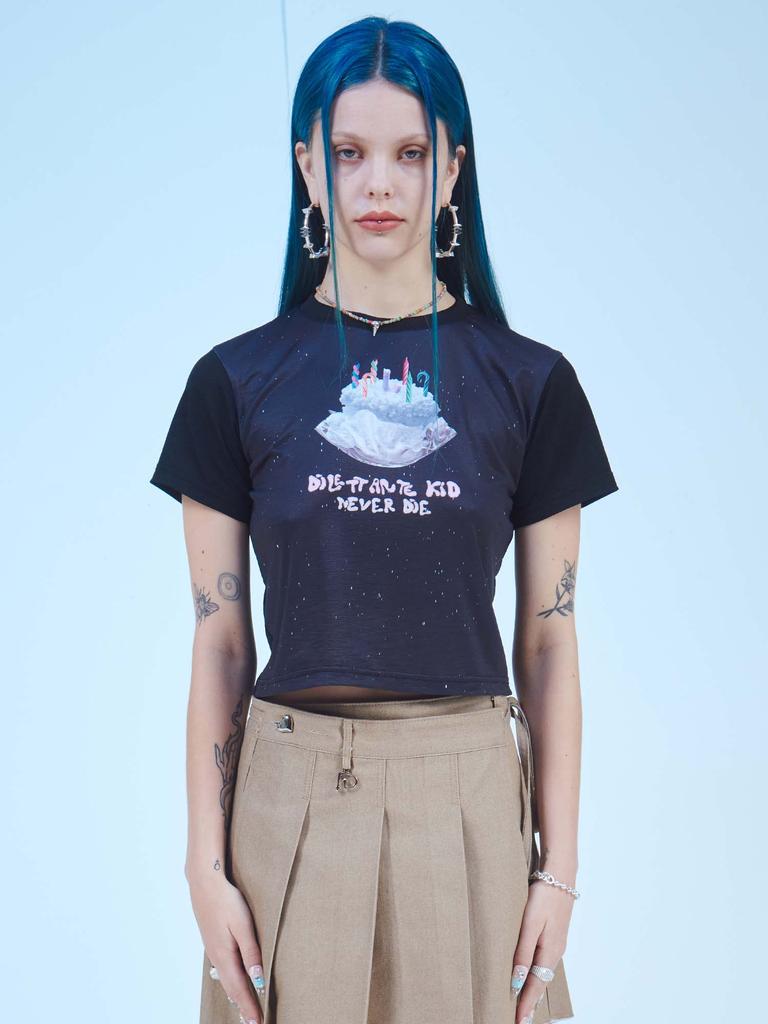 DILETTANTISME Never Die Graphic Crop T-Shirt