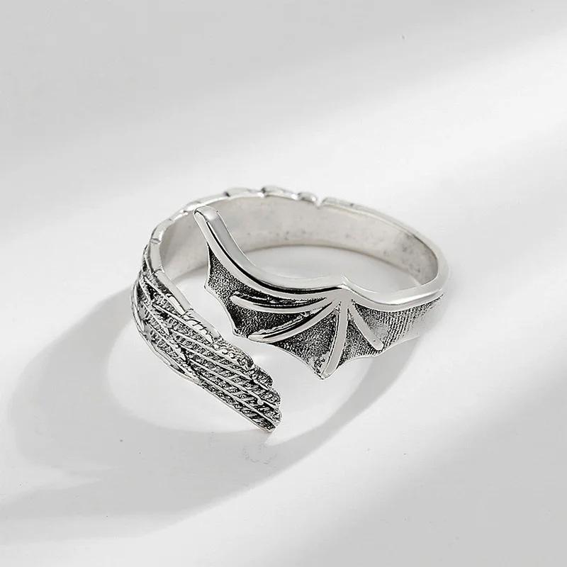 Retro Angel Demon Wings Ring Series For Men Women Punk Gothic Open Ring Creative Unisex Alloy Zircon Accessories Gift For Lover
