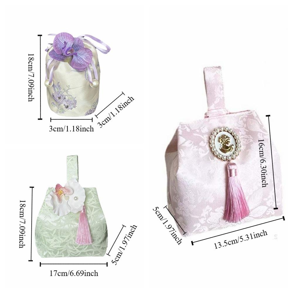 Printing Chinese Style Handbag Temperament Small Item Pouch Sweet Tassel Knot Wrist Bag  Women