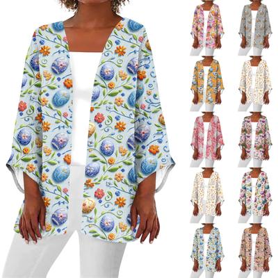 Damen Lässige und Modische Bedruckte Leichte Mittellange Jacke Cardigan Cardigan