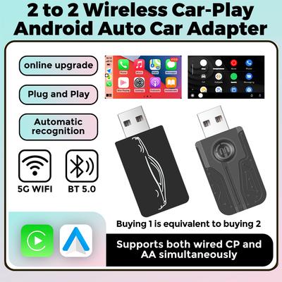 NOVO Adaptador CarPlay sem fio 2TO2 Android Auto Adaptador sem fio Smart Mini Box Plug And Play Conexão automática para universal