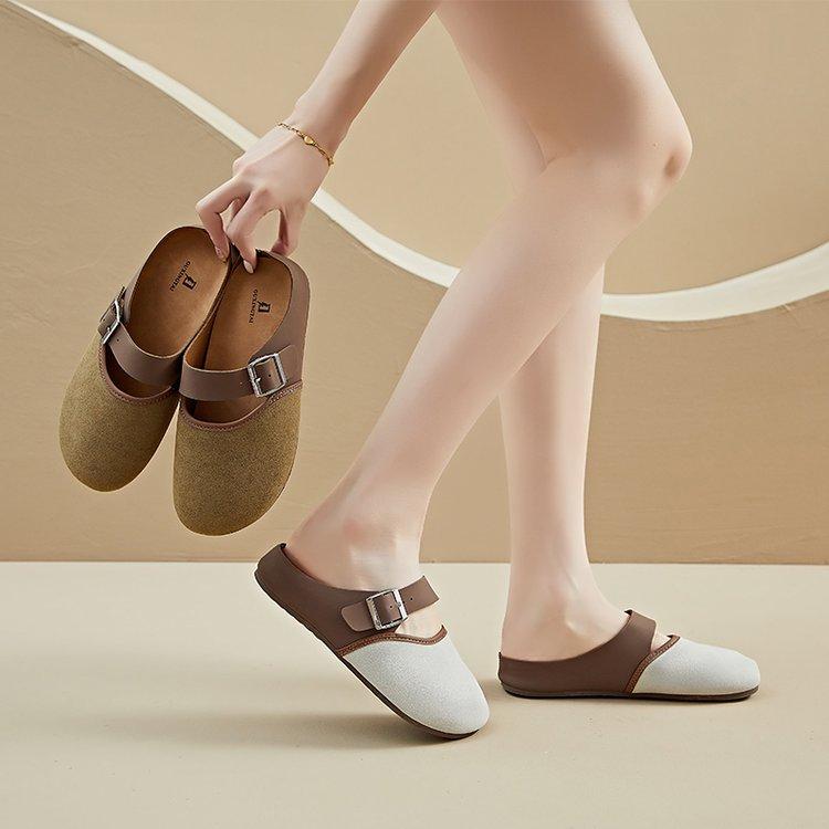 Spring new bag head half slippers casual retro flats women