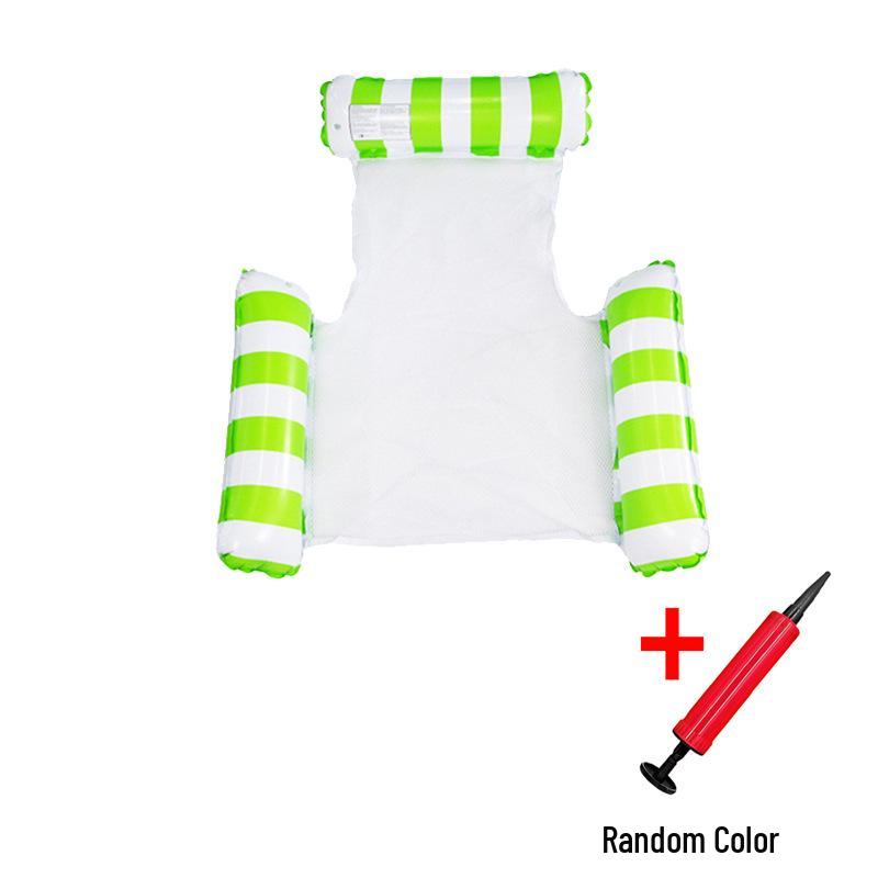 Inflatable Stripe Mesh Floating Bed - Foldable Seaside Lounger