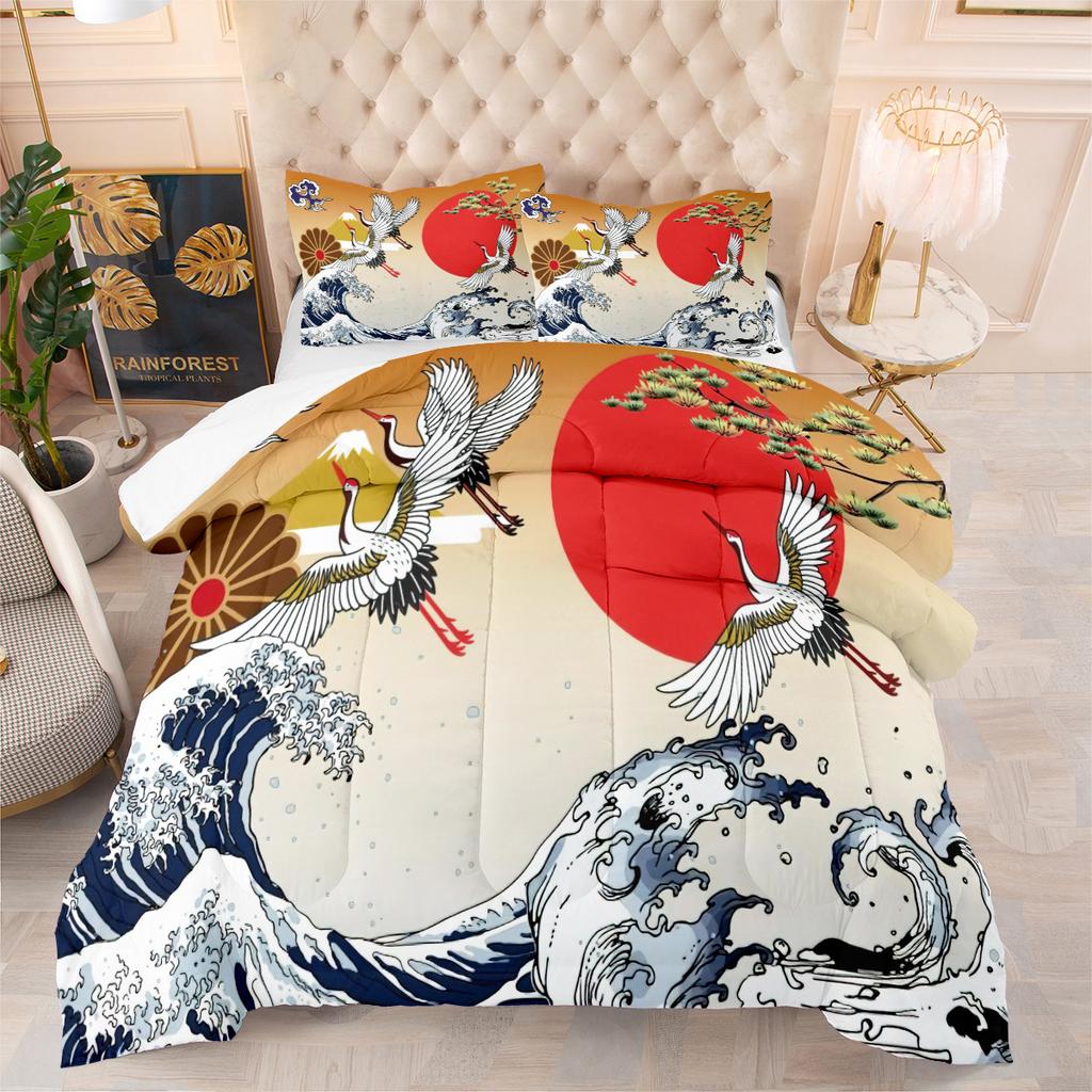 Digital Printing Fat Quilt Japanese Style Quilt Suit Three Piece Quilt Cover