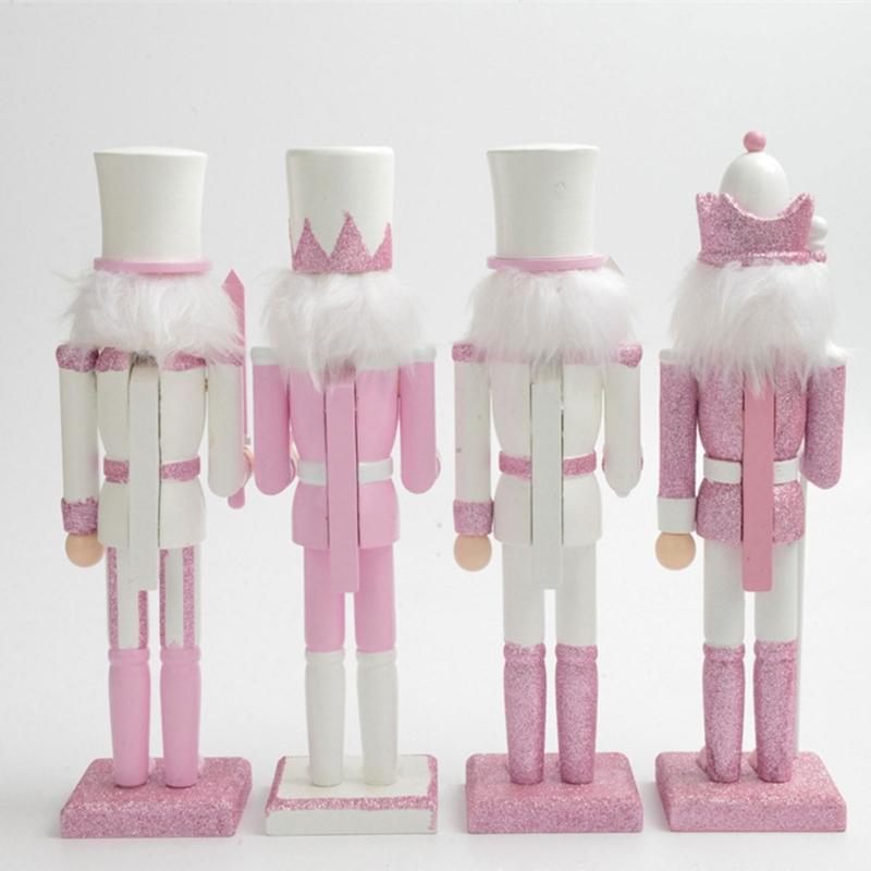Pink King Wood Walnut Cracker Puppet Soldier Christmas Decoration forXmas Decor NewYear Gift