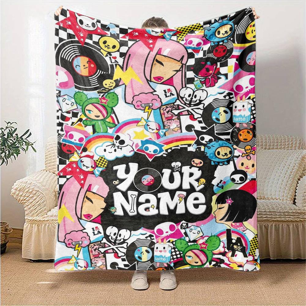 Name Custom Tokidoki Anime Print Flannel Blanket High Quality Warm Comfortable Cover for All Seasons Perfect for Gifts Home Decor