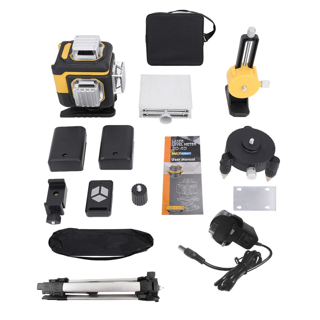 Multifunctional 16 Lines Laser Level 3° Self-leveling 4D Green Cross Line Laser Machine Leveling Tool with 1.2M Tripod